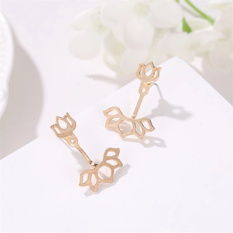 Women's Earrings, Creative Back Hanging Type Lotus Shape