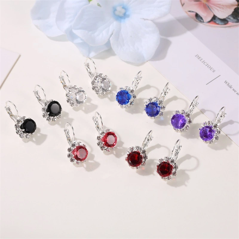 Fashion Round Crystal Diamond Sun Flower Stud Earrings