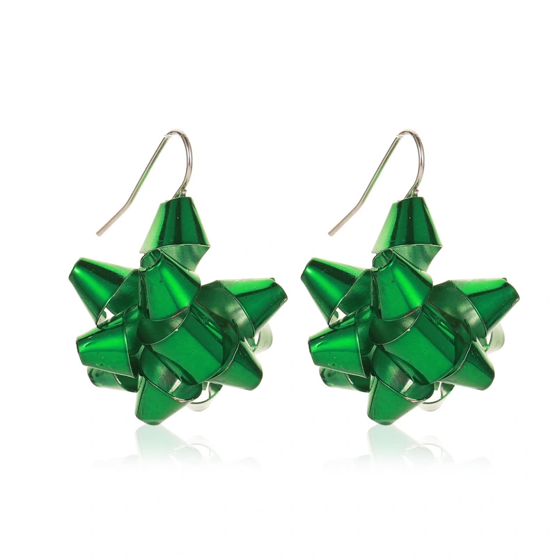 Christmas Snowflake Ribbon Earrings Cartoon Bell Christmas Gift