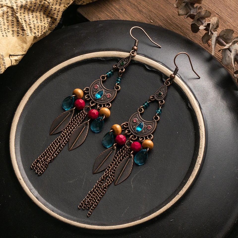 Ethnic Style Retro Long Tassel Earrings