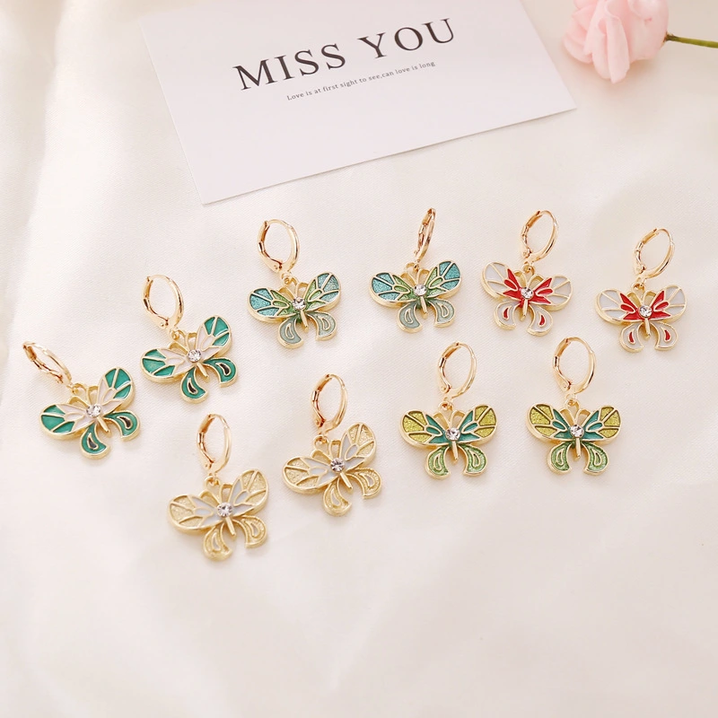 Women's Multicolor Butterfly Earrings All-matched Personality