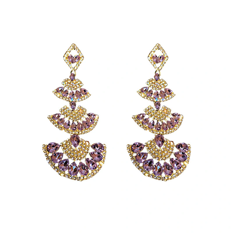 925 Silver Needle And Diamond Fan Earrings