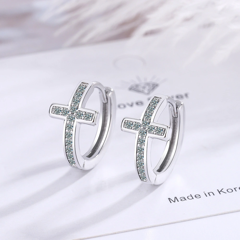 Temperament  Cross Row Diamond Earringss