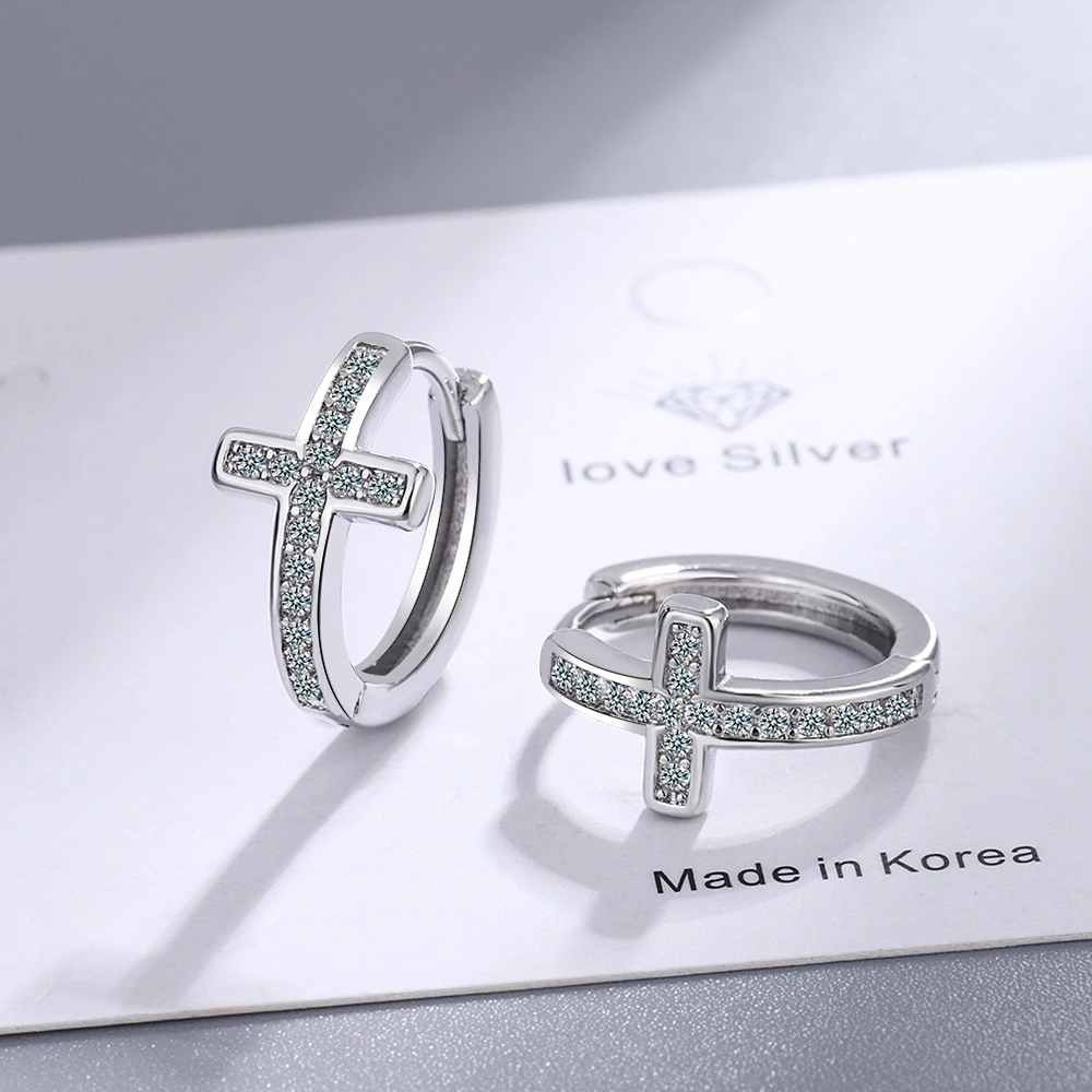 Temperament  Cross Row Diamond Earringss