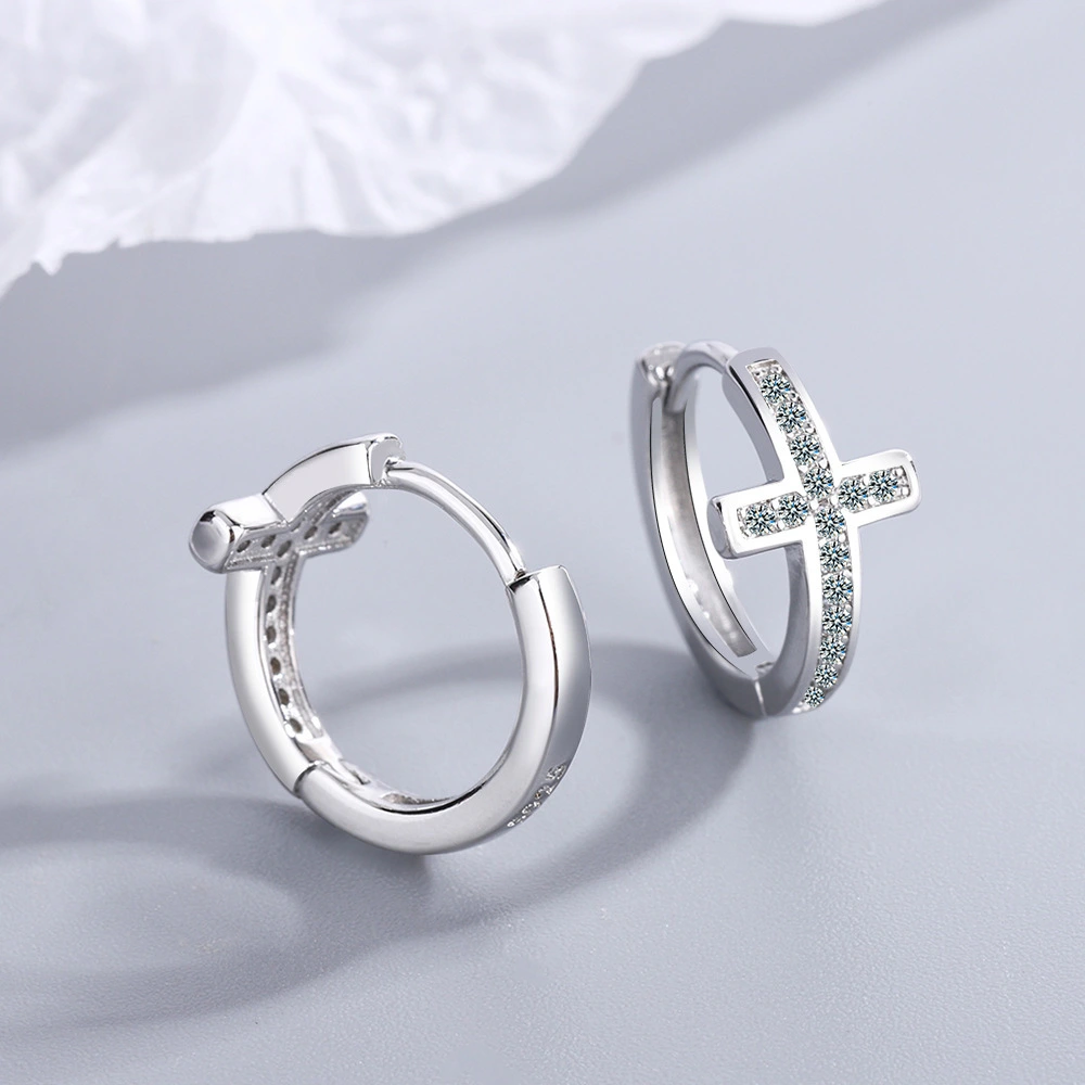 Temperament  Cross Row Diamond Earringss