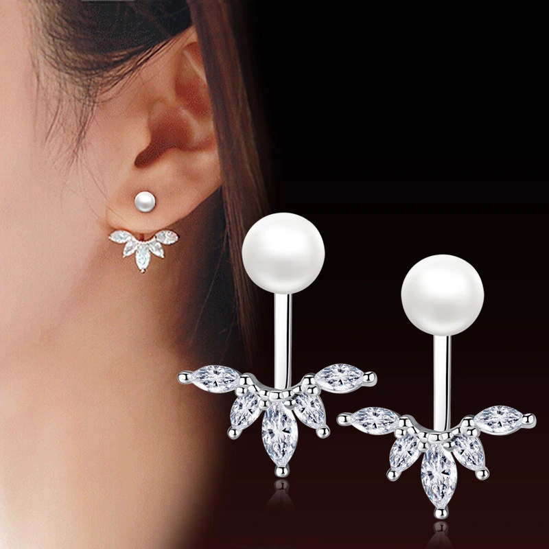 Female Korean Version Of Peacock Tail Exaggerated Pearl Earrings