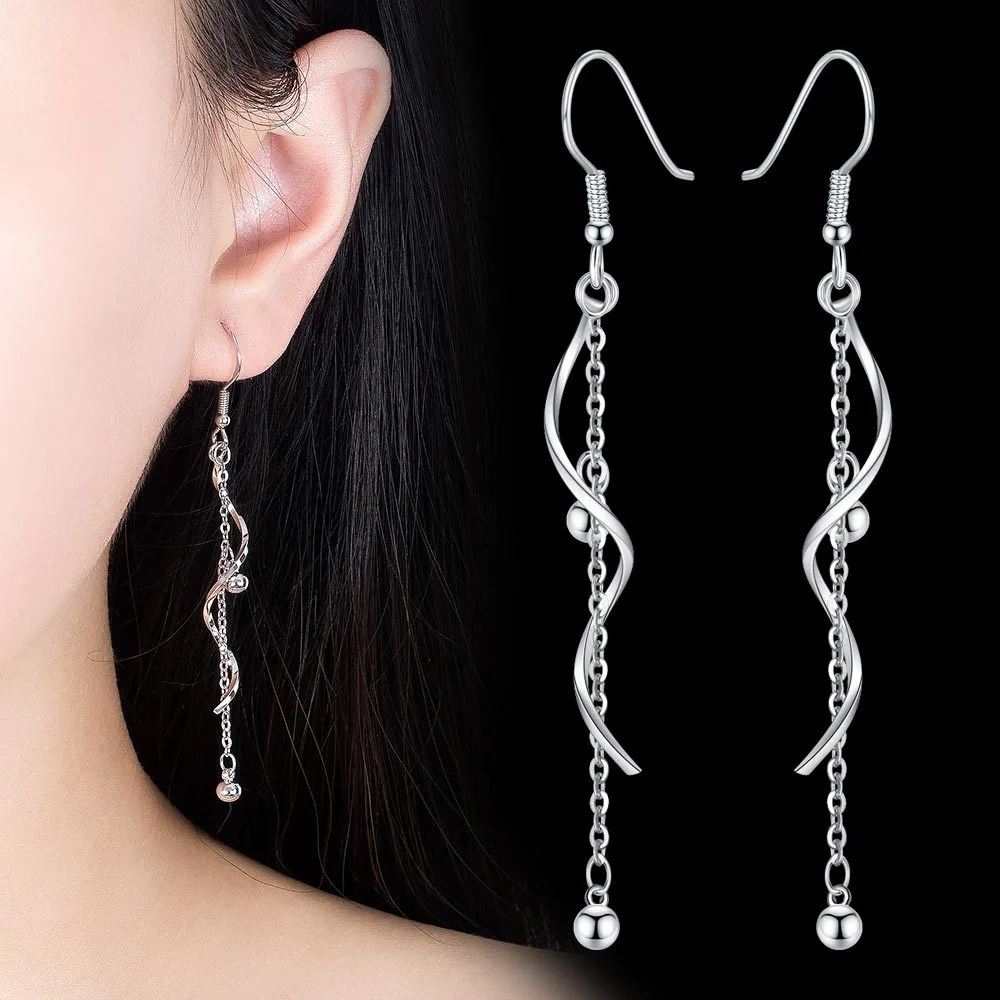 Exaggerated Tassel Chain Wavy Beautiful Earrings