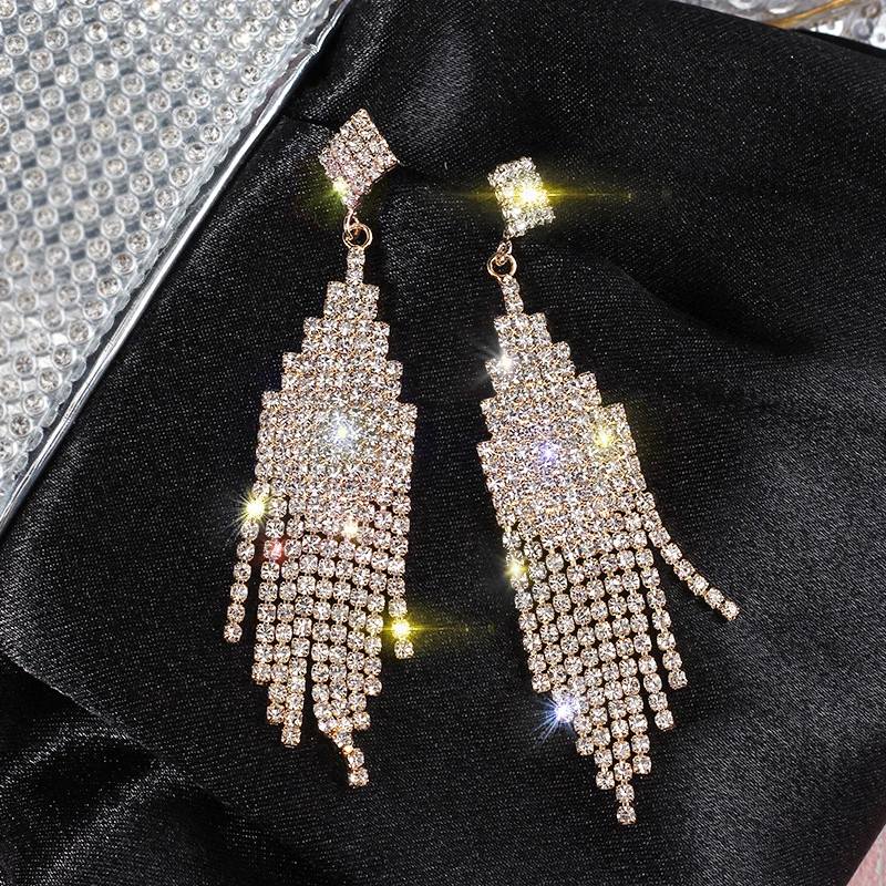 Silver Needle Exaggerated Fringe Earrings Female Personality