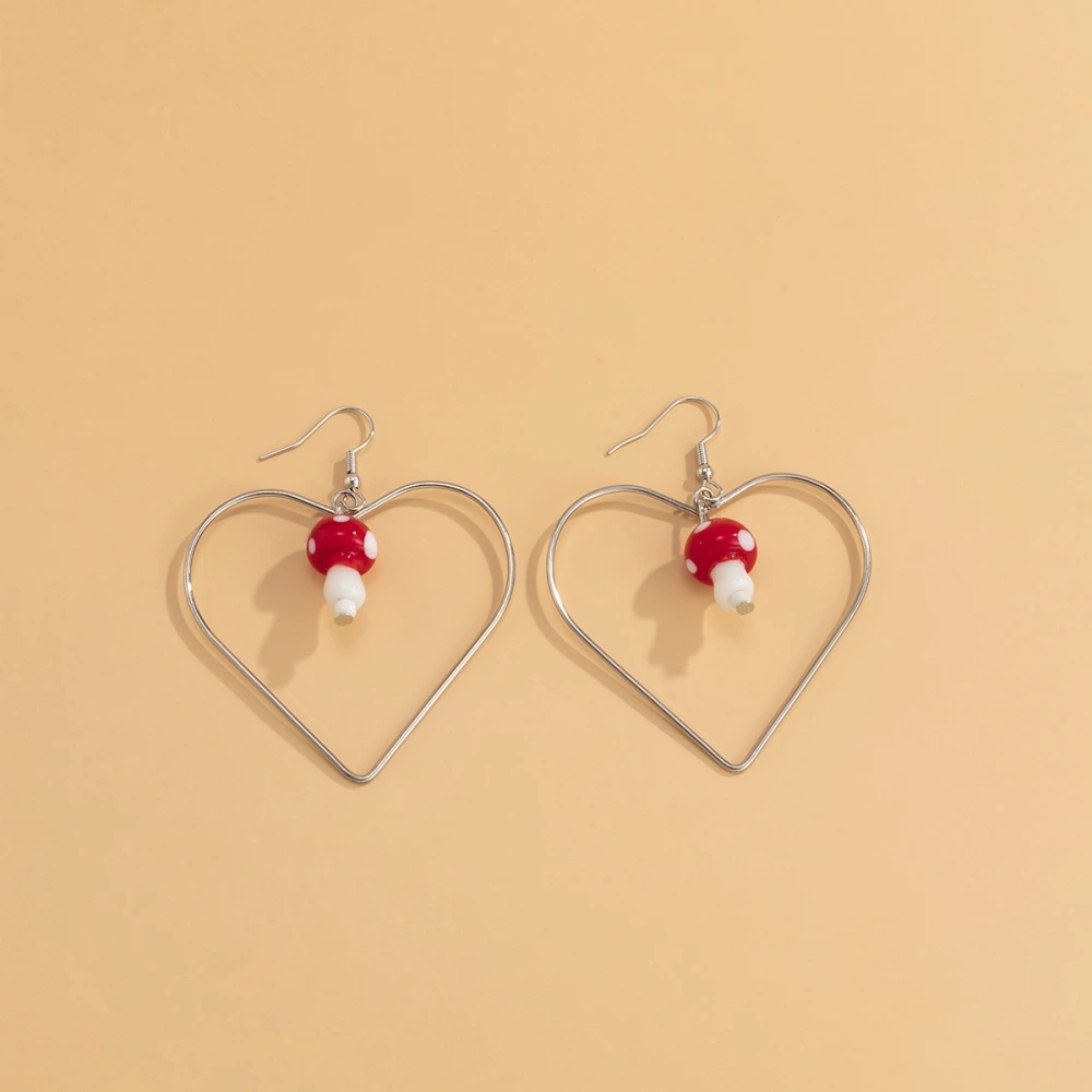 Simple Geometric Love Earrings Retro Red