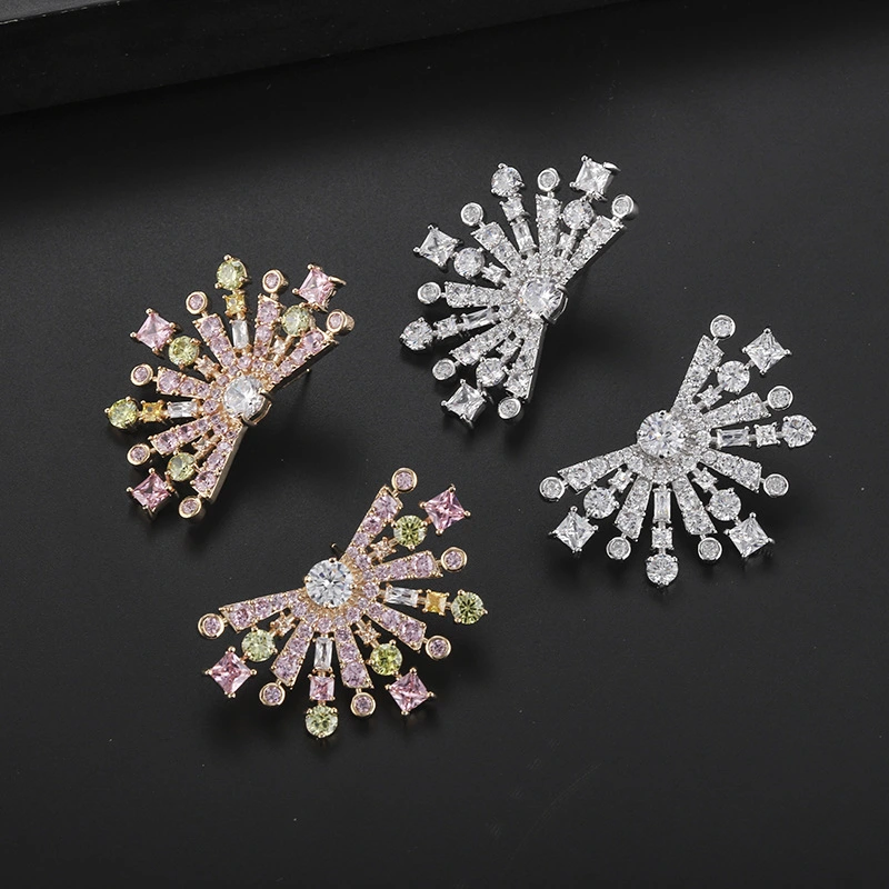 Zircon Female Firework Snowflake Shaped Personalized Earrings