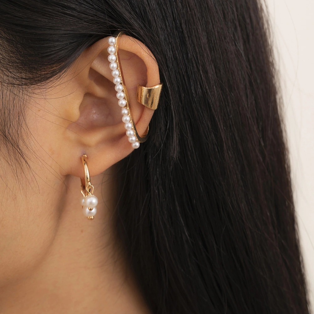 Fashion Retro Cool Style C-shaped Pearl Ear Bone Clip