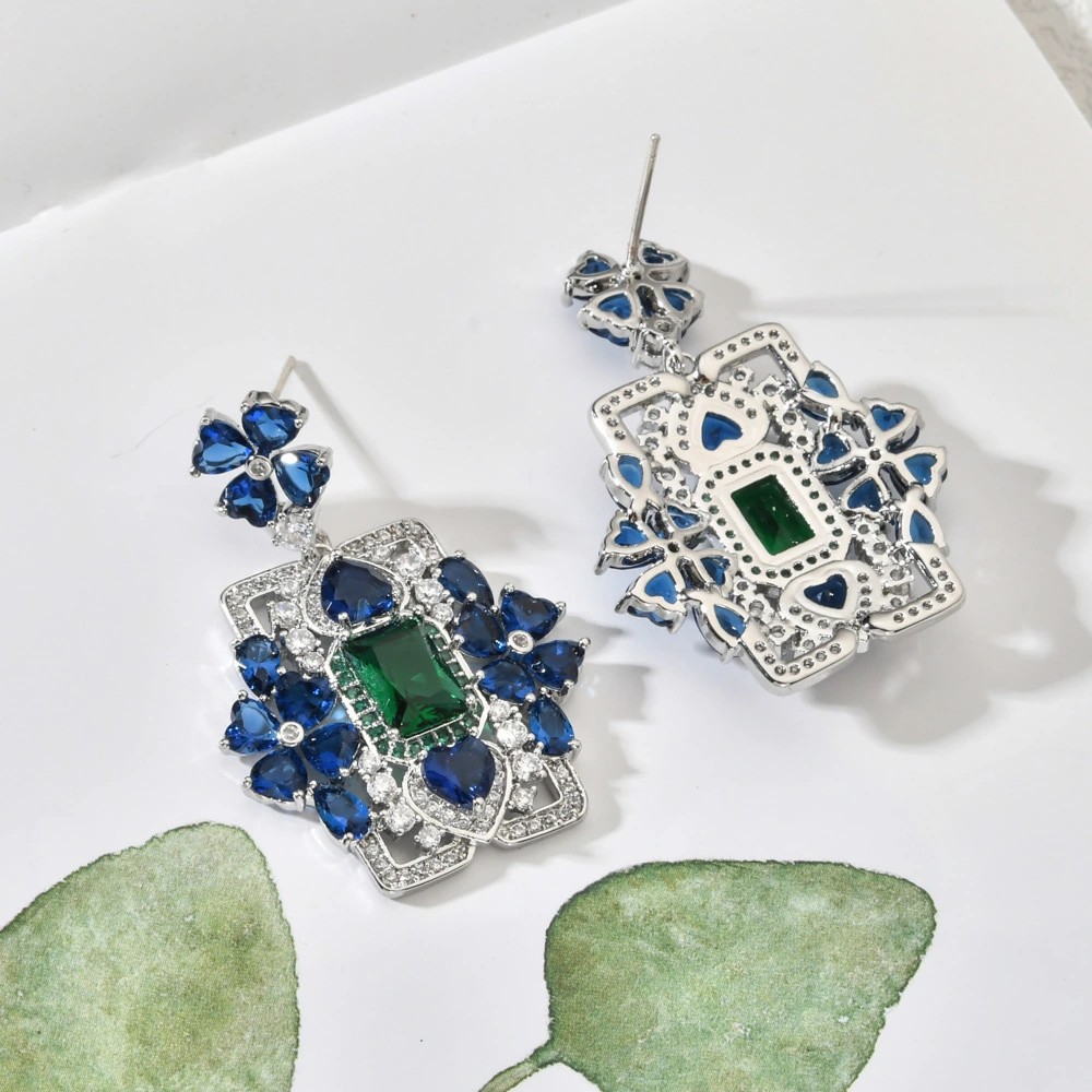 Fashionable Sapphire Blue Heart-shaped Earrings For Women