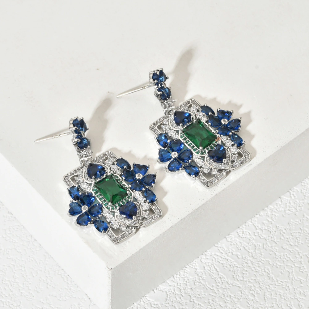 Fashionable Sapphire Blue Heart-shaped Earrings For Women