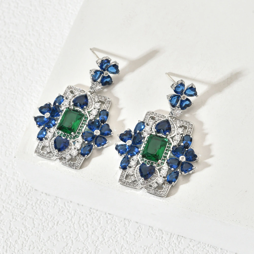 Fashionable Sapphire Blue Heart-shaped Earrings For Women