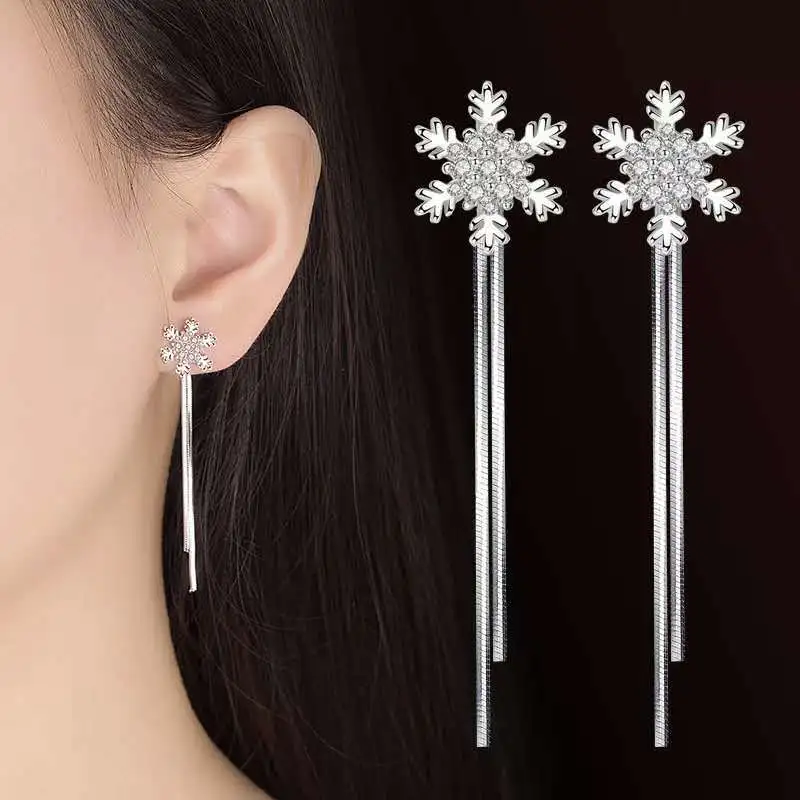 Tassel Snowflake Earrings Simple And Versatile