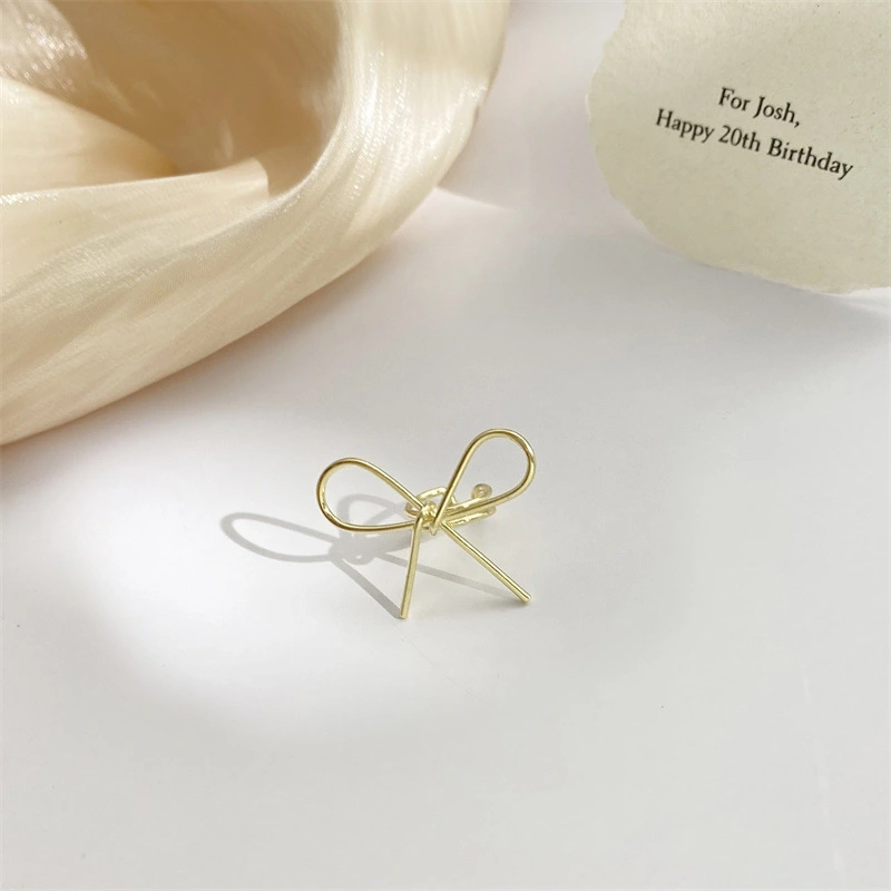 New Female Simple Metal Bow Ear Bone Clip Earrings