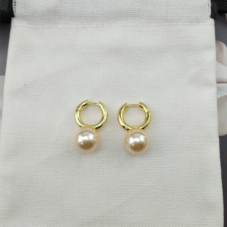 Earrings brass glass pearl earrings