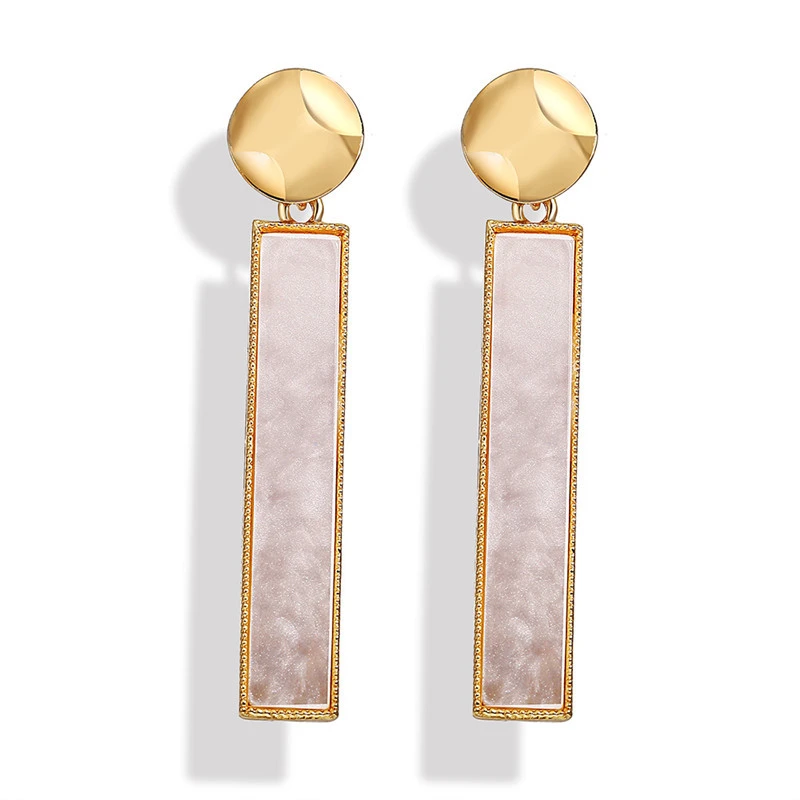 Retro simple resin shell pattern long earrings