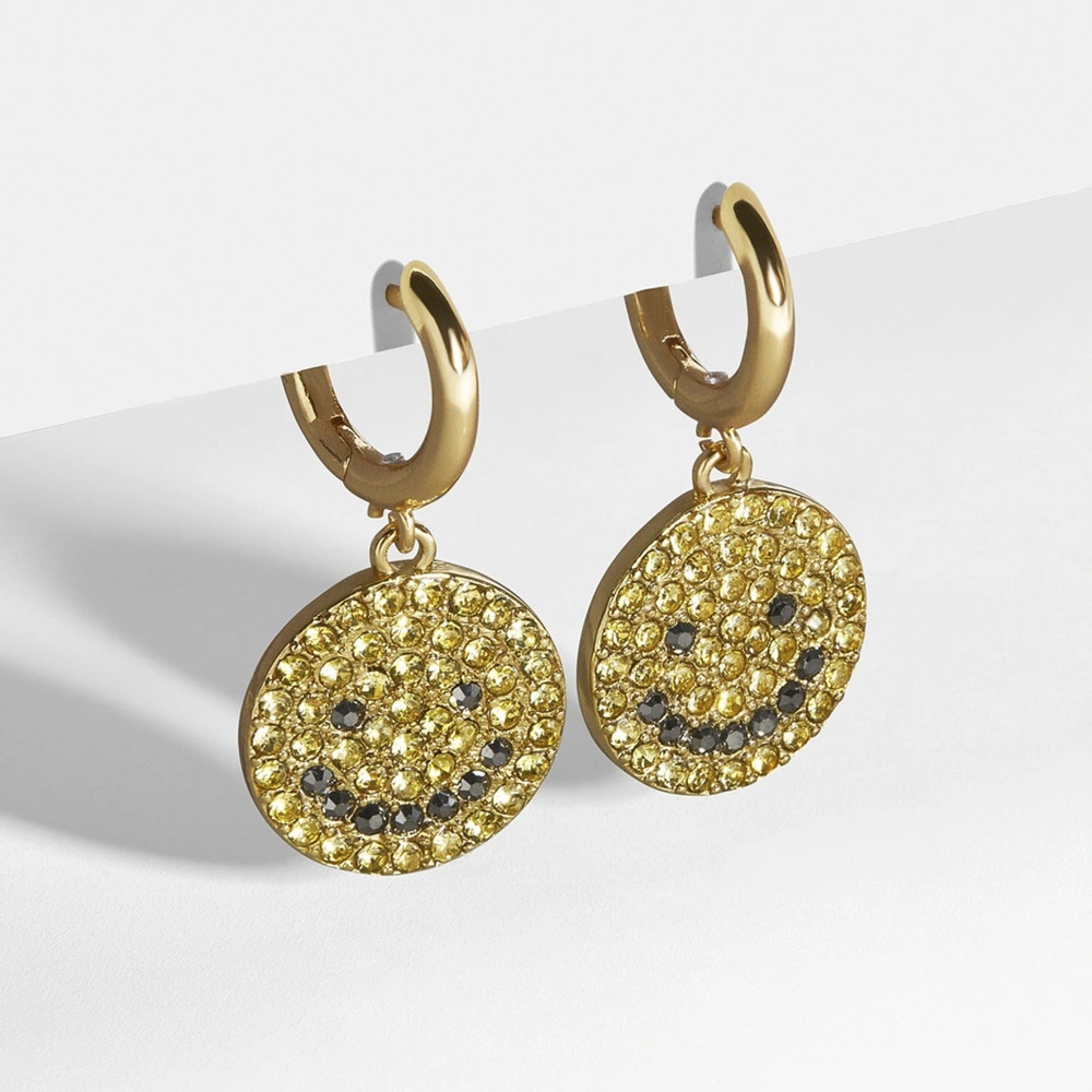 Gold-plated round copper earrings