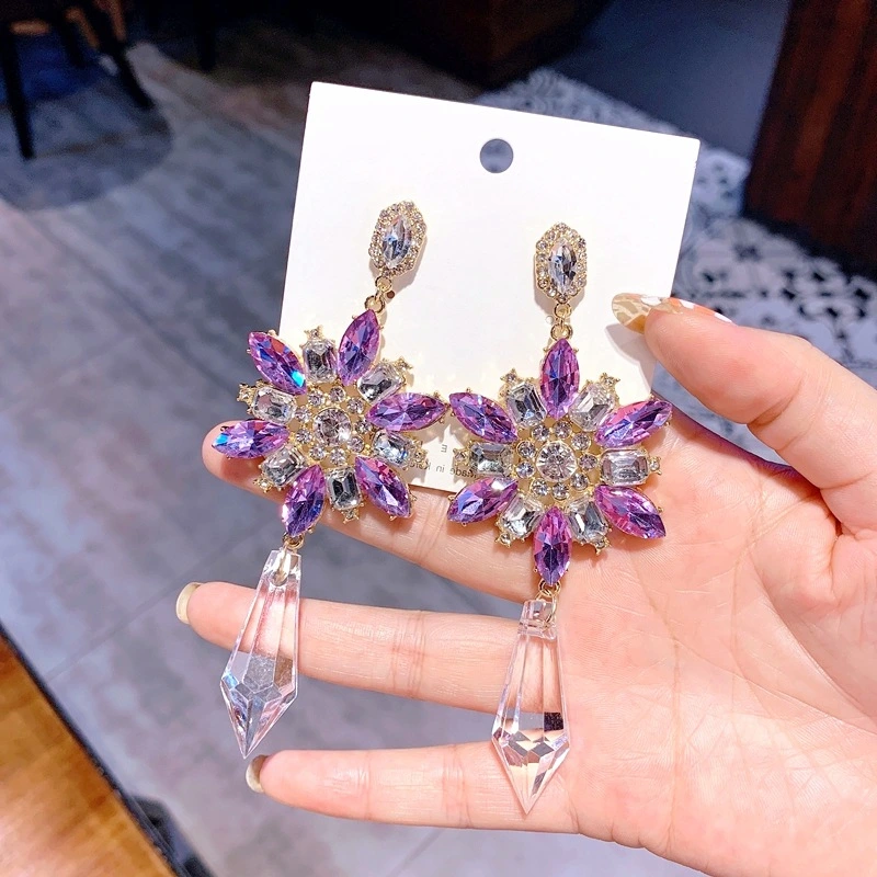 Amethyst Crystal Flower Earrings