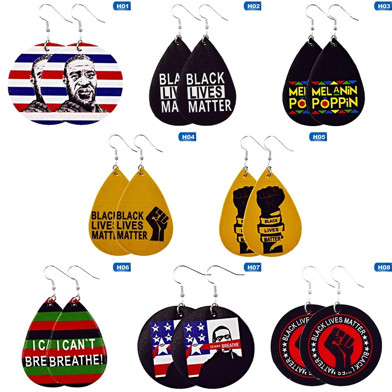 black lives matter leather earrings