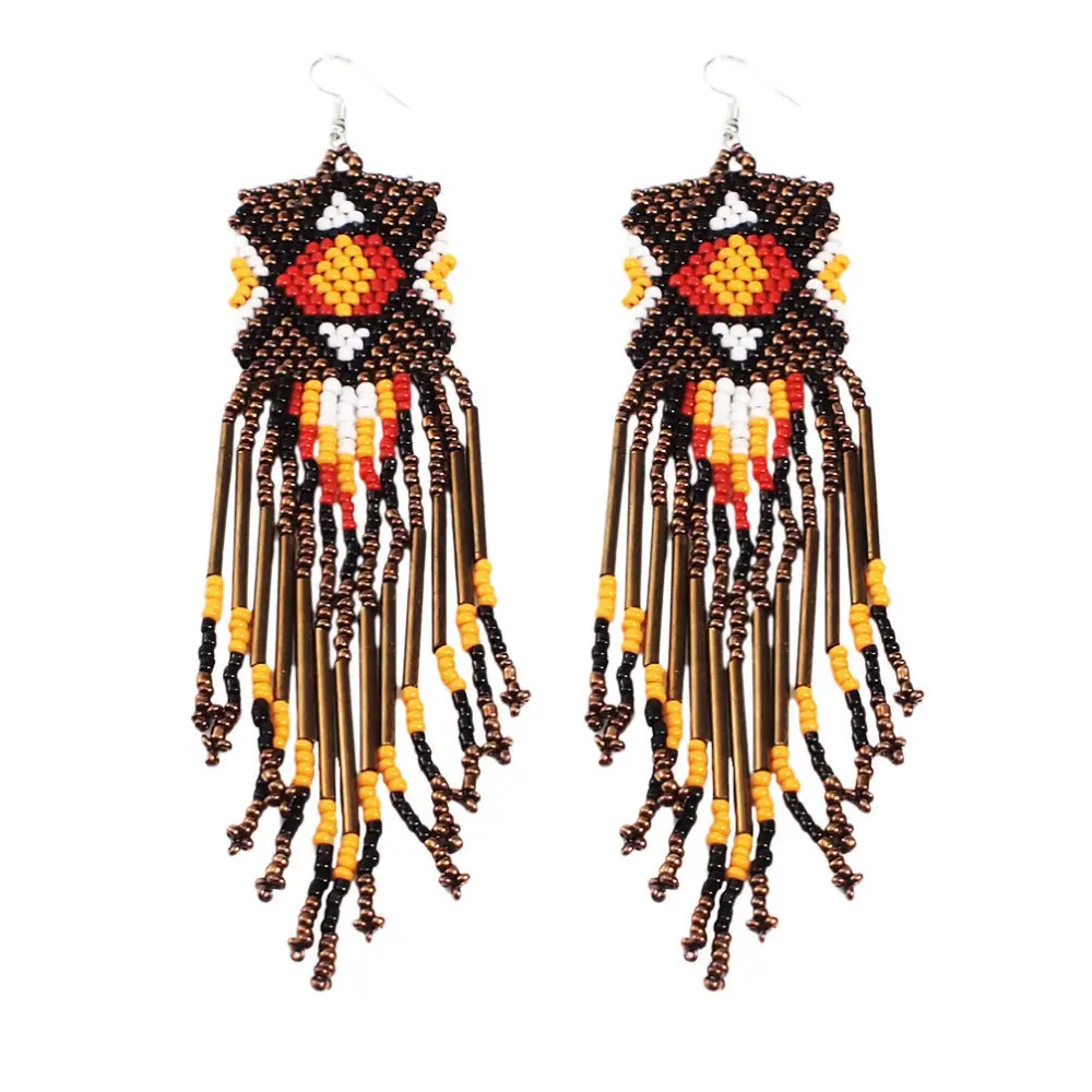 Rice beads tassel earrings