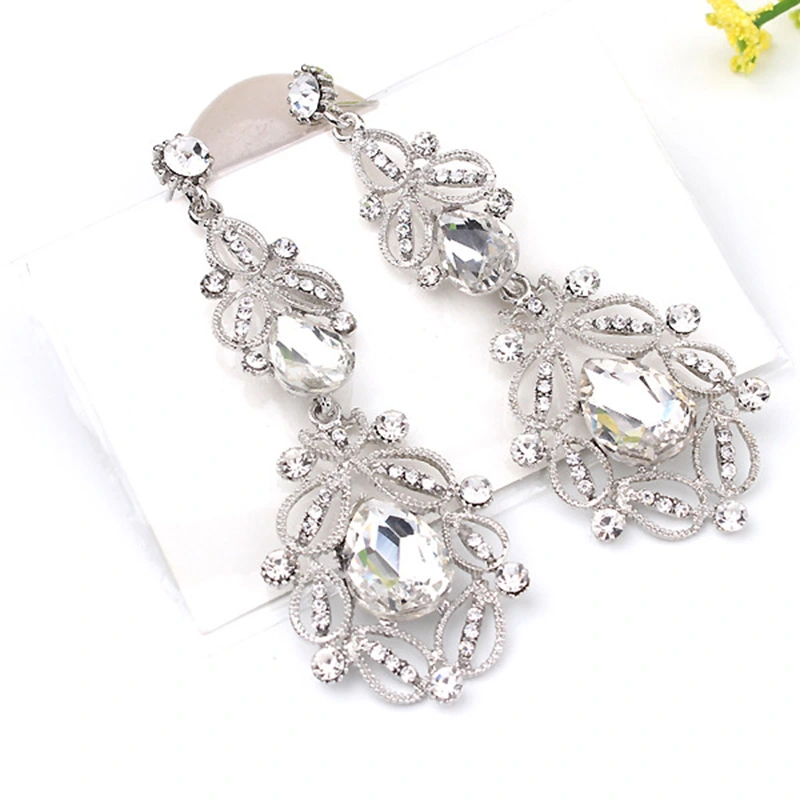 Fashion temperament glass gem drop earrings