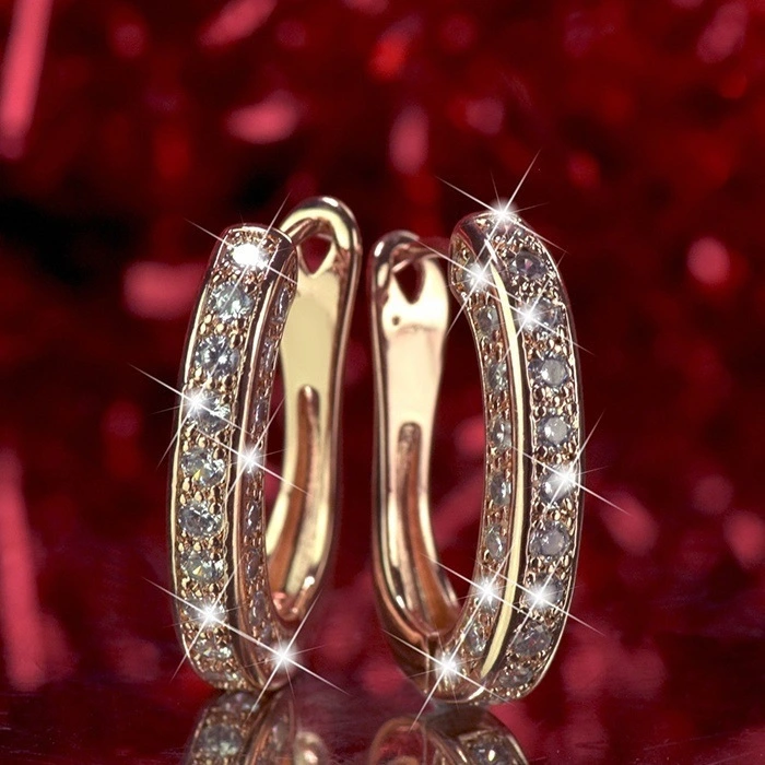 Three-Sided Diamond Full Rhinestone Ear Clip Earrings
