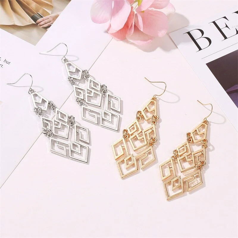 Diamond hollow all-match earrings