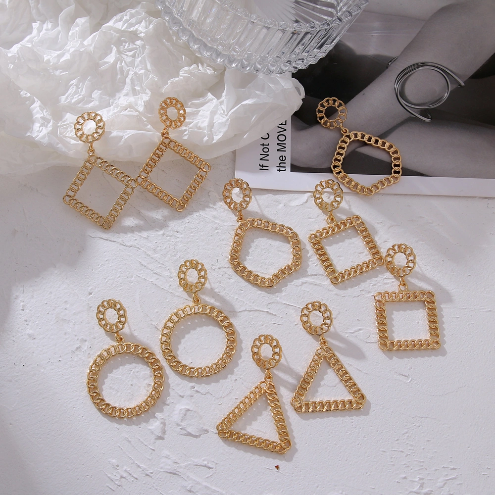 European and American creative alloy geometric earrings