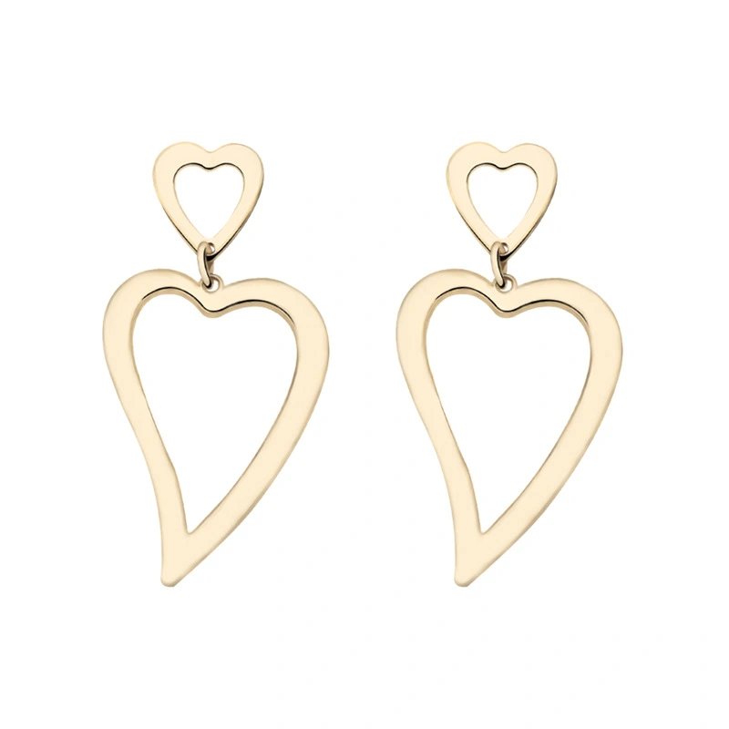 Peach heart earrings women fashion geometric hollow love