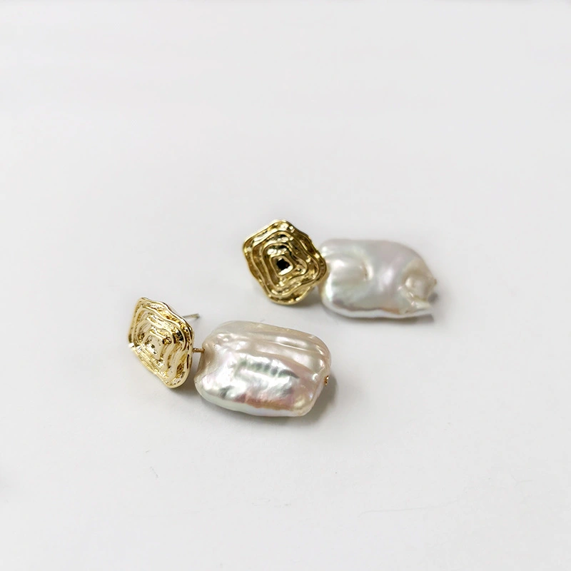 Irregular silver stud earrings