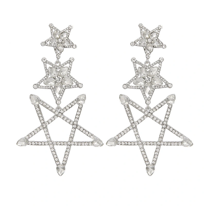 Five-pointed Star Personality Diamond Tassel Earrings