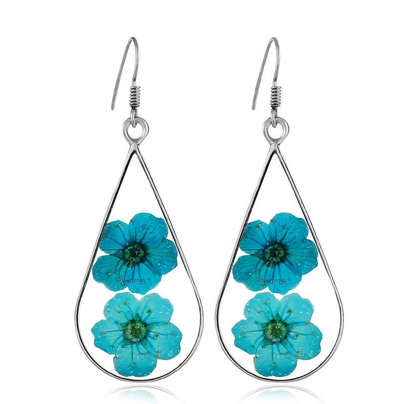 Transparent Natural Dried Flower Earrings