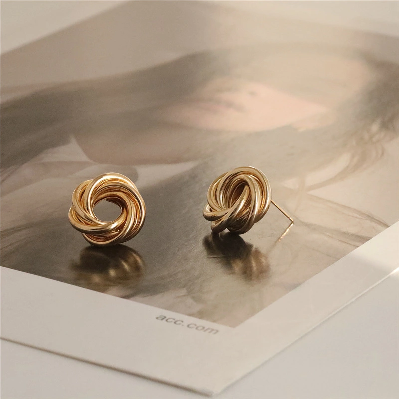 Flower-Shaped Earrings Metal Winding Geometric Hollow Earrings Earrings Women