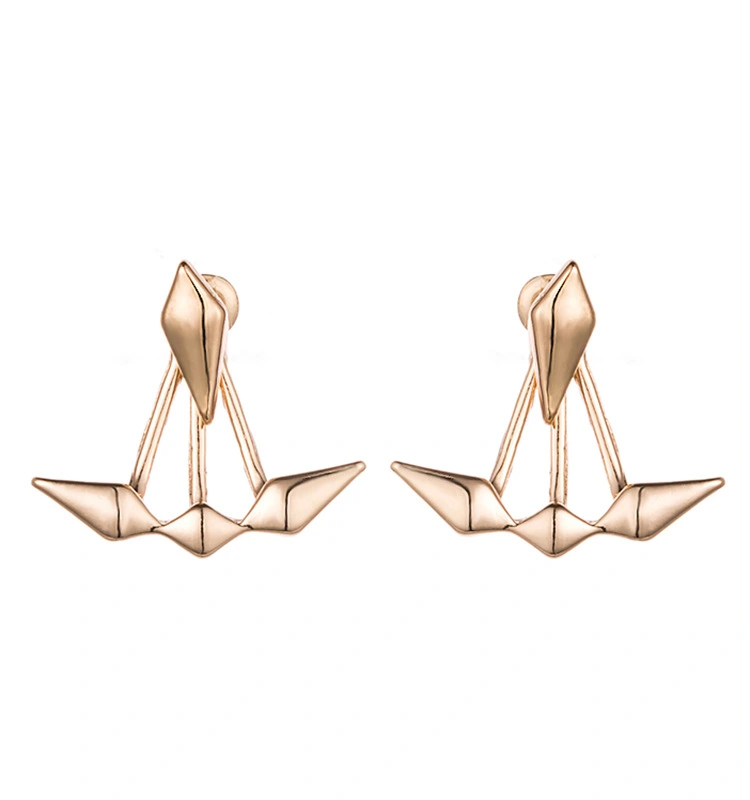 Glossy Asymmetric Double Diamond Earrings