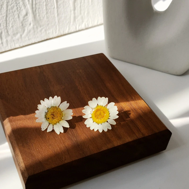 Epoxy Daisy Real Flower Dried Flower Earrings