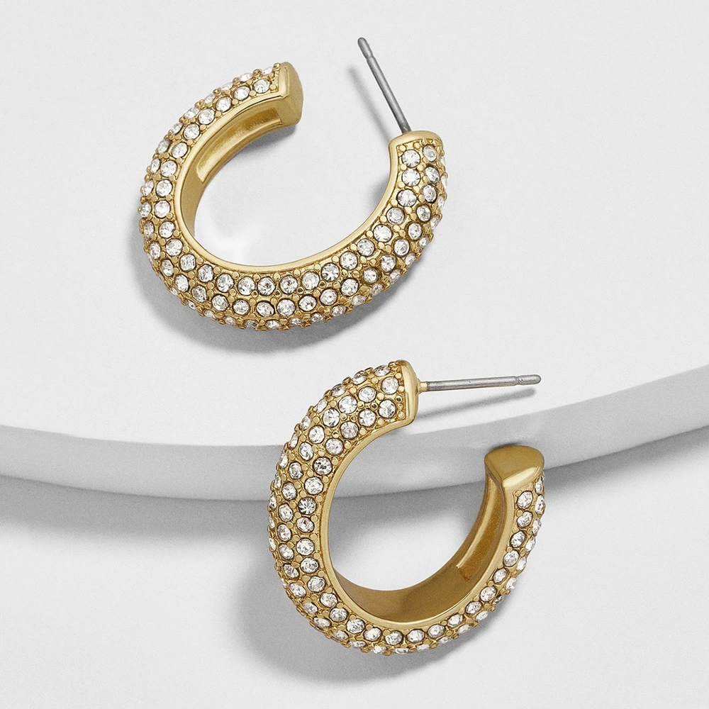 Alloy C-shaped rhinestone earrings