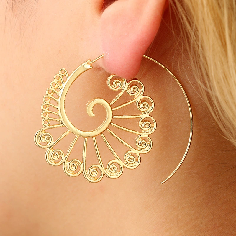 Personalized Circle Spiral Peacock Ear Jewelry