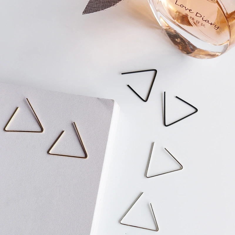 Geometric simple metal three-color stud earrings