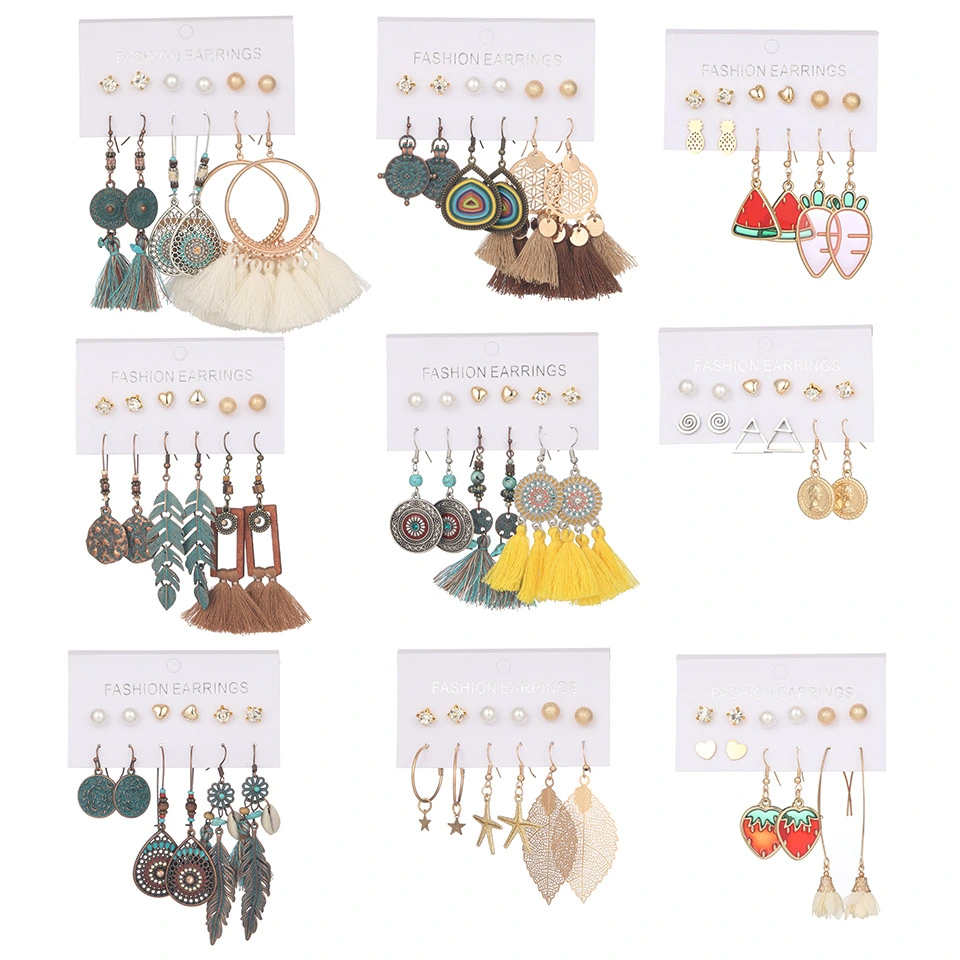 Bohemian style tassel earrings 3 set set