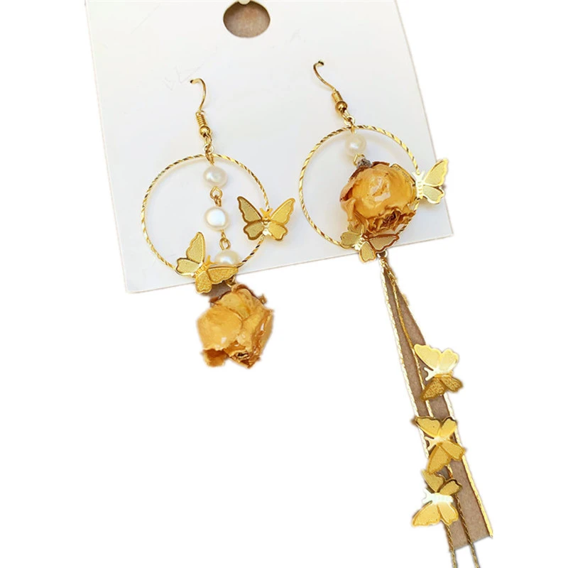 Temperament Long Asymmetric Butterfly Earrings