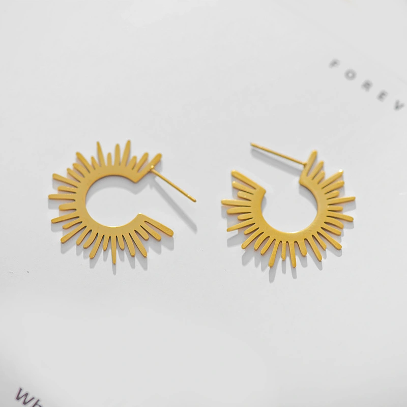 Stainless Steel Earrings European And American Divergent Sun Shape Earrings