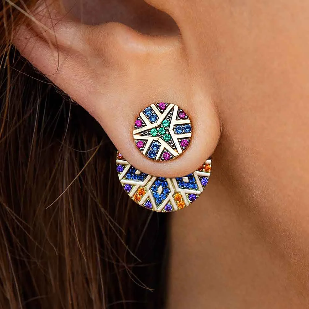 European And American Ethnic Style Asymmetrical Round Earrings Women