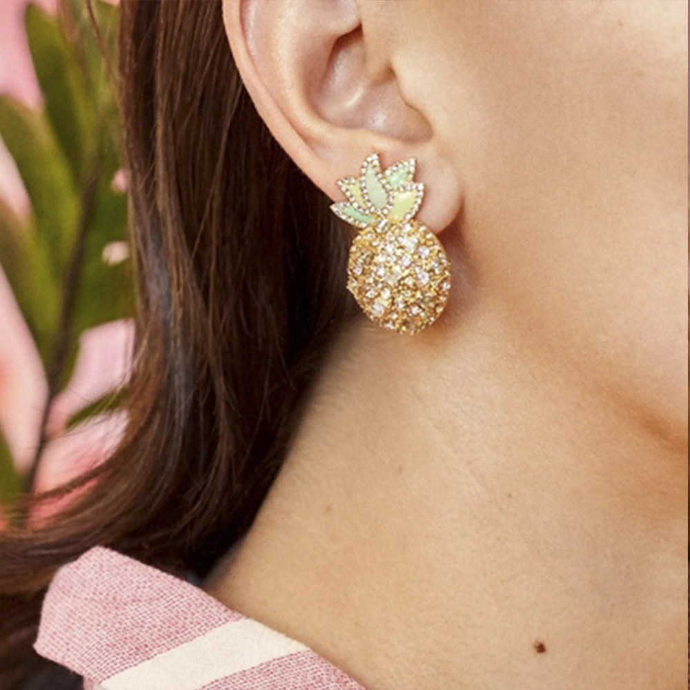 Diamond pineapple earrings