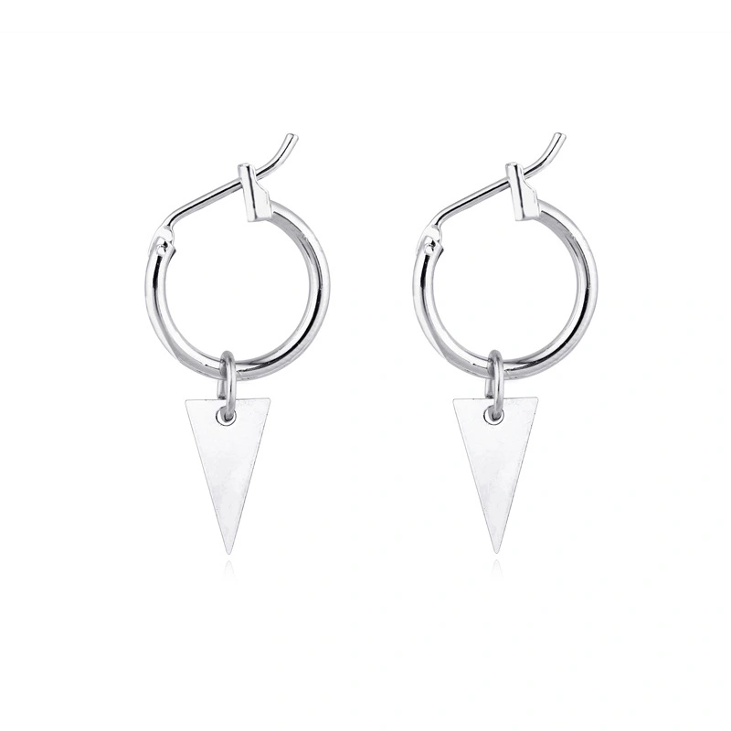 Triangle pendant circle earring ear ring