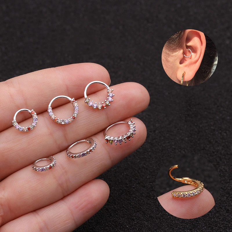 Colored zircon ear bone ring round