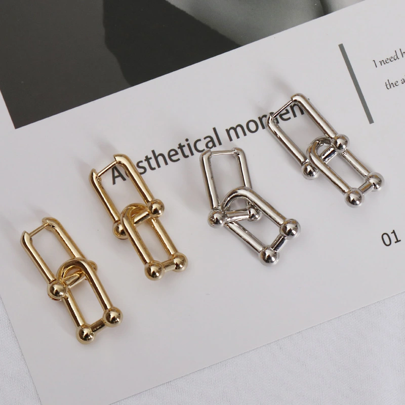 Simple Double U-shaped Link Earrings