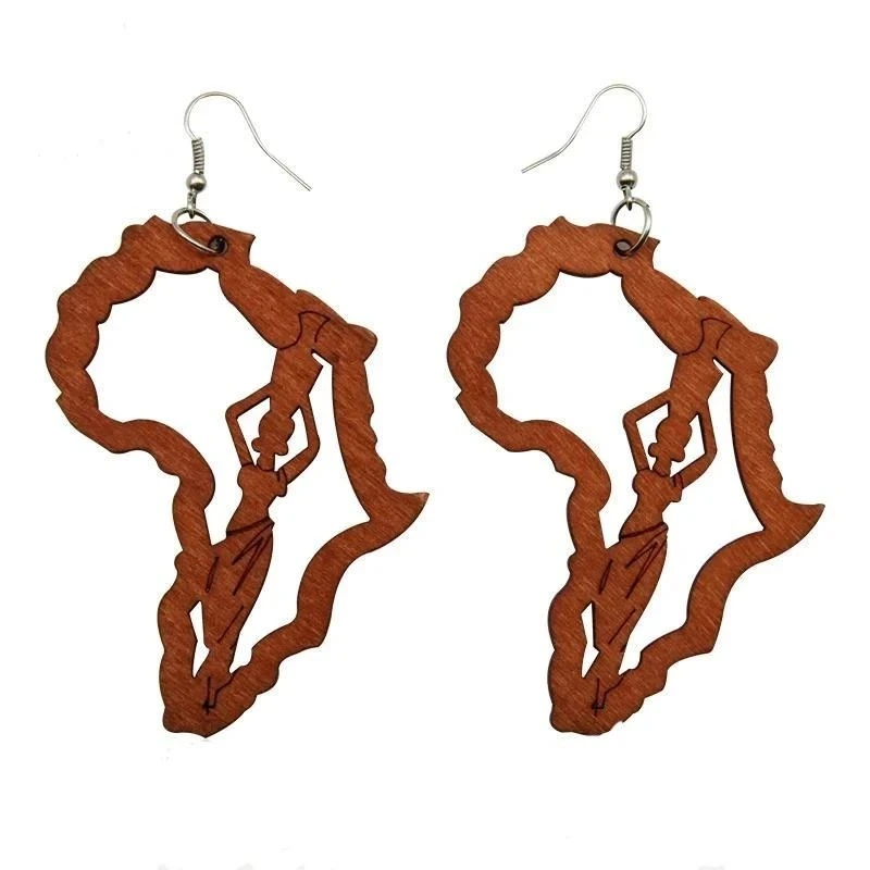 Map wooden earrings