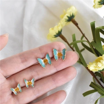 Vintage French three-dimensional butterfly earrings